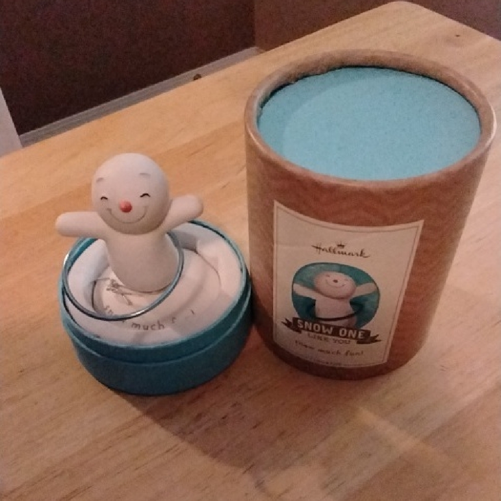 Hallmark Snowman Figurine with Blue and White Accents